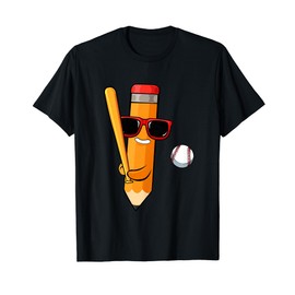 Baseball Player Pencil Back To School Cute Sport Students T-Shirt