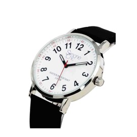 Simone Chic Reloj para enfermeras, profesionales médicos y estudiantes, con segunda mano, esfera de fácil lectura, indicador de hora y segundo, y banda de silicona con varios colores a elegir, Negro