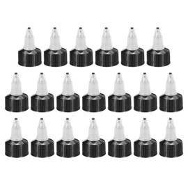 PATIKIL 24/410 Twist Bottle Caps, 20Pcs Plastic Ribbed Edge Squeeze Bottle Replacement Caps with Foam Gasket for Paint Lids Glue Dispensing Bottles, Black