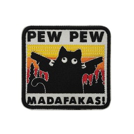 PEW PEW MADAFAKAS Katz Aufnäher Moral Patches Klett Stickerei Taktische Klettverschluss Für Kleidung Rucksack Baseballkappe Uniform Weste Hundegeschirr