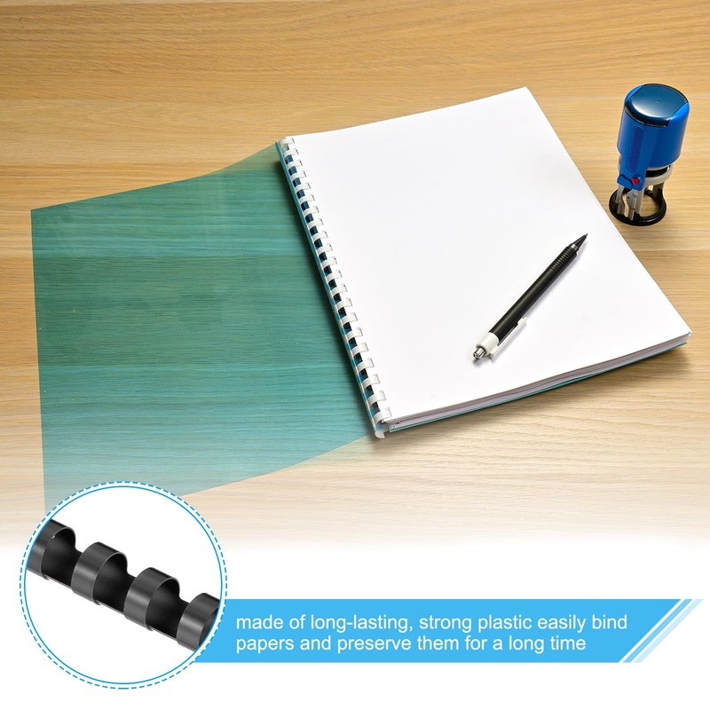 PATIKIL 6mm (1/4") Plastic Binding Combs, 100 Pcs 21 Rings