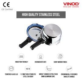 Vinod Pressure Cooker Stainless Steel – Outer Lid - 3 Liter – Induction Base Cooker – Indian Pressure Cooker – Sandwich Bottom – Best Used For Indian Cooking, Soups, and Rice Recipes, Quinoa