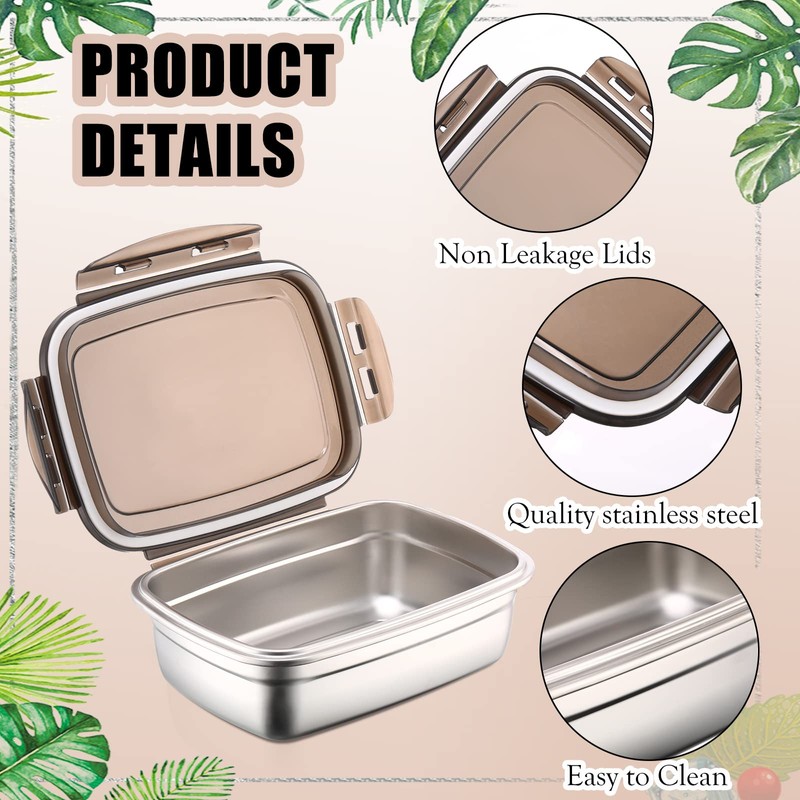 Nuanchu 6 Packs Stainless Steel Food Storage Containers Airtight Metal