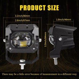 BraveWAY 3inch LED Work Light 3 Modes White/Yellow Headlight Fog for Car Moto 4x4 Offroad