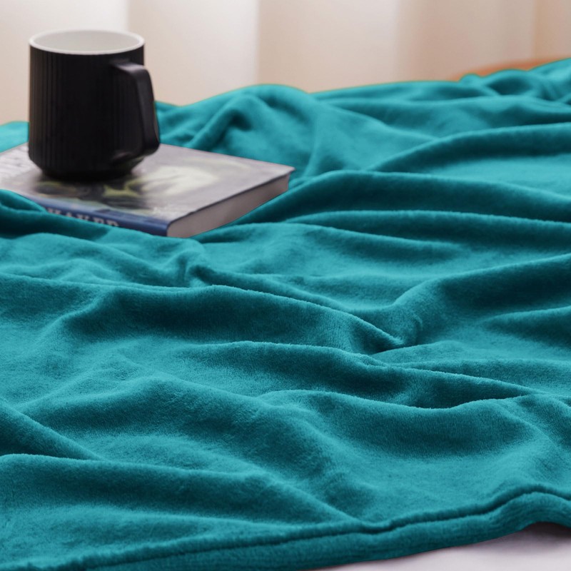 WAVVE Fleece Blanket Sofa Throw Teal 5ft x 6.5ft -