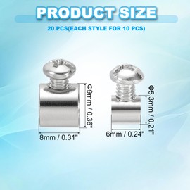 PATIKIL Wire Rope Clips, 20 Pcs Metal Cable Clamps Wire Lock Rope Fittings Clip with Screws for Cable, 2 Style C/D