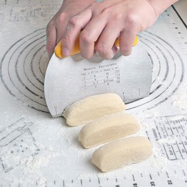 Asdirne Dough Scraper, Dough Cutter with Stainless Steel Blade and Soft TPR Handle, Stainless Steel Dough Scraper, 16 cm, Pastry Scraper, Yellow