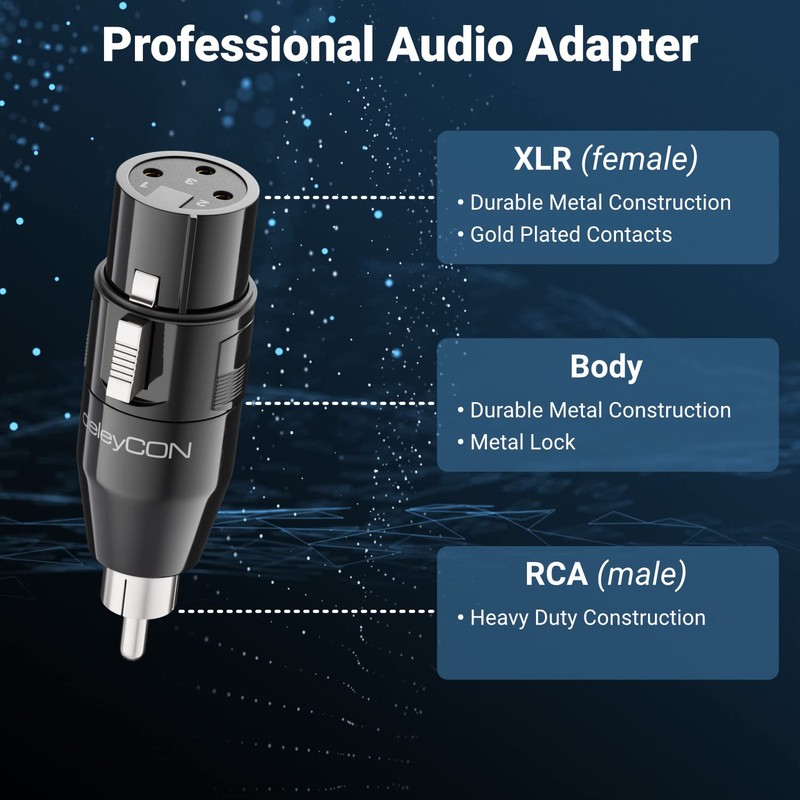 deleyCON Audio Adapter XLR to RCA RCA XLR Female to