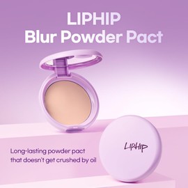 LIPHIP Blur Powder Pact - Pressed Powder Compact with Mirror and Puff Makeup Setting, Blurs Fine Lines & Imperfections, All Day Wear, Perfect for On The Go, Face Sebum Oil Control (03.Natural, One)