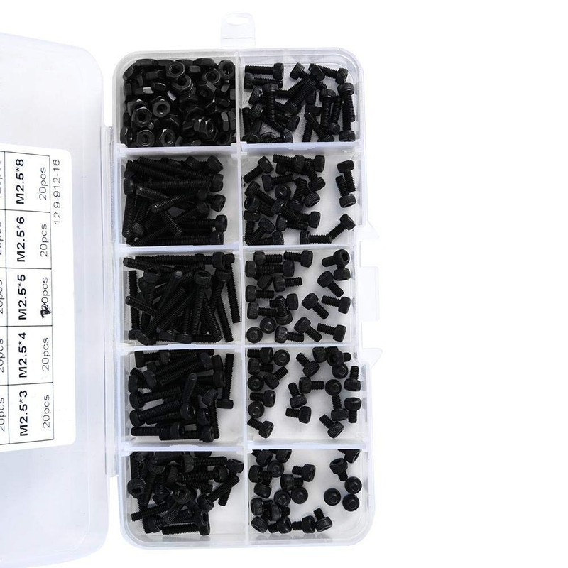 300pcs M2.5 x 3-20mm Hex Socket Cap Screw Set 12.9