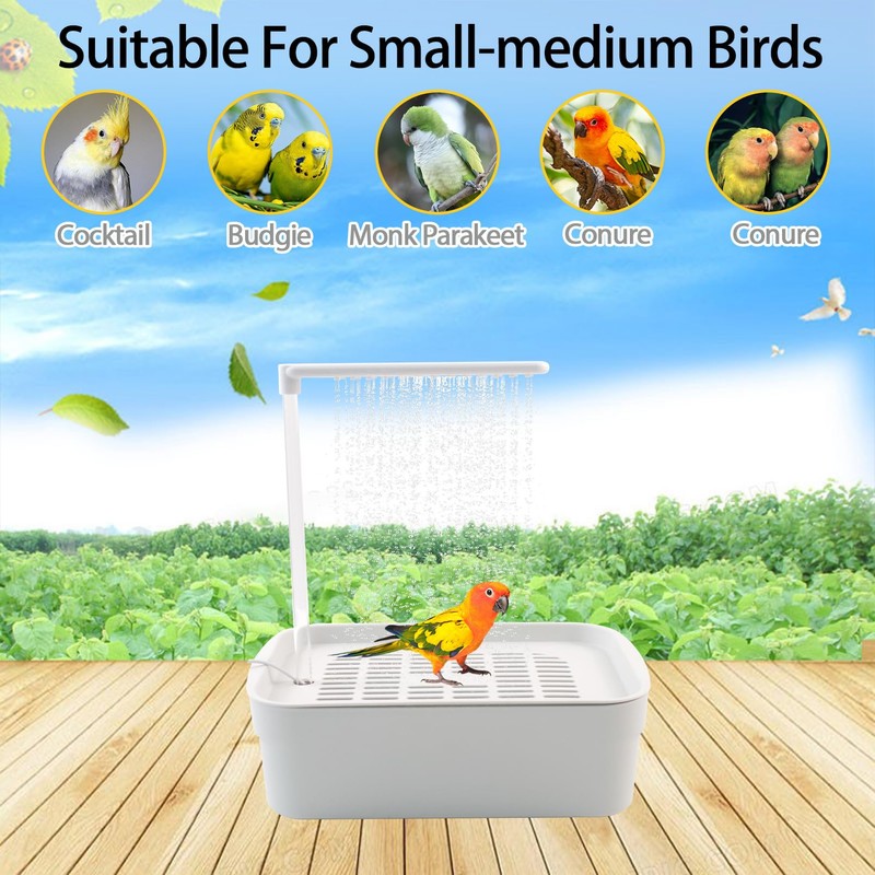 PINVNBY Automatic Bird Bath with Pump,Parrot Bathtub Shower Parakeet Bath