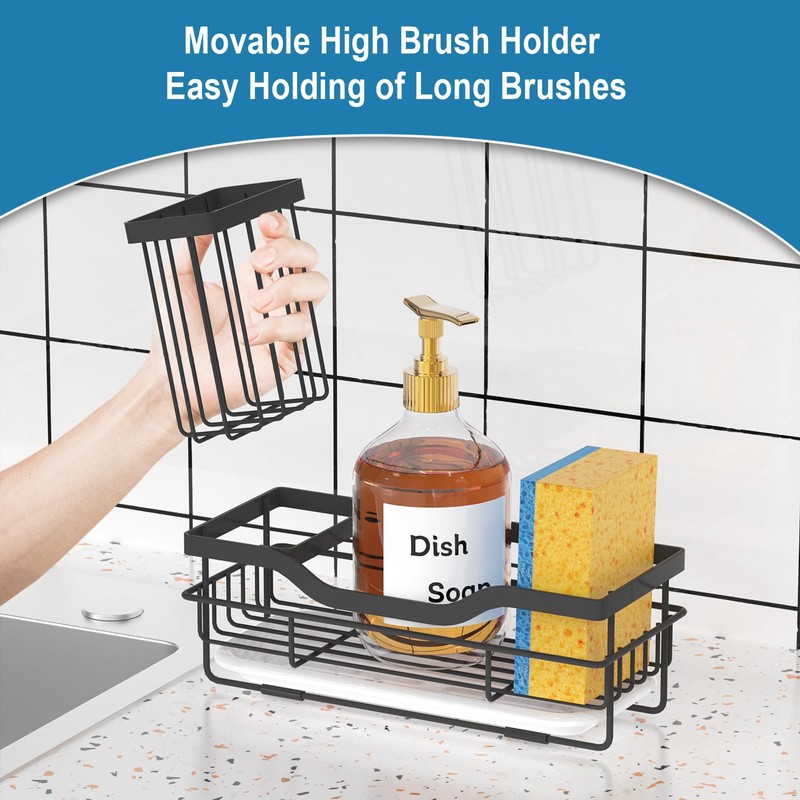 Sponge Holder for Kitchen Caddy Sink Organizer, Multifunctional Rustproof Dish