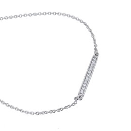 Vanbelle Sterling Silver Jewelry - Rhodium Plated with 925 Stamp - Studded Adjustable Bar Bracelet with Cubic Zirconia Stone - Beautifully Handcrafted for Women - 10.5" Long