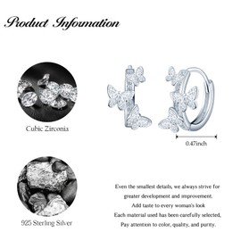 CONILOK Zirkon Schmetterling Ohrringe Silber 925 Creolen Ohrhänger Silber Damen Schmuck Ohrring Kleine Geschenke für Frauen Mädchen Beste Freundin Mutter Geburtstag Hochzeit Weihnachtstag Valentinstag