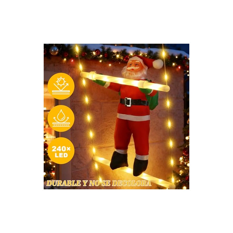 Luces Navideñas de Escalera 3M 240 LED con Santa Claus