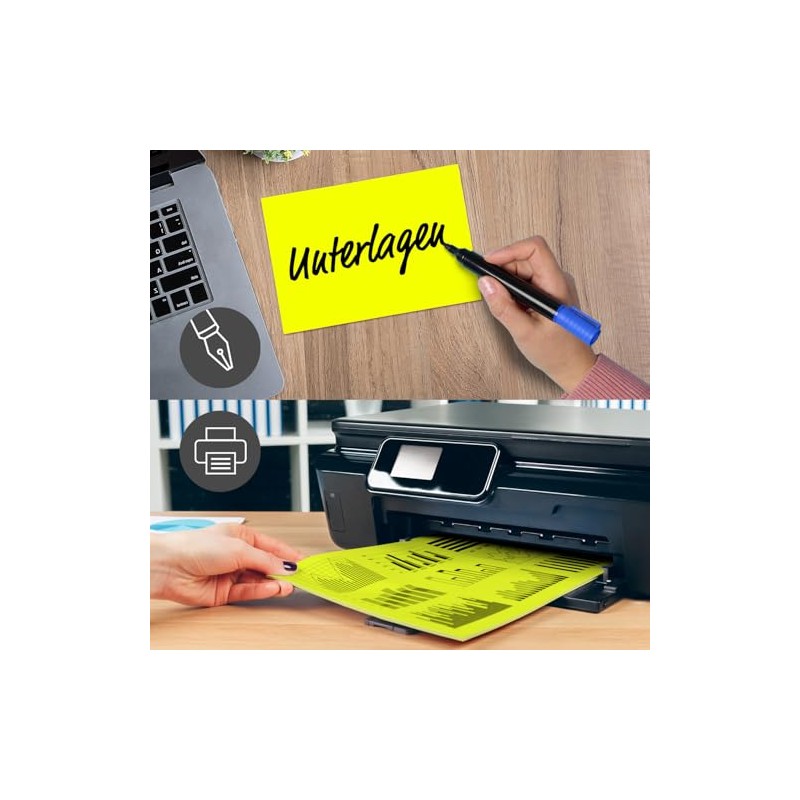 150 Labels in Neon Yellow, 10 x 7 cm, Neon