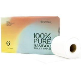 Premium Bamboo Toilet Paper | 3-Ply Toilet Tissue – Soft & Sustainable | No Fragrance, No BPA, No PFAS – Lint-Free | Septic Safe & Dissolves Fast | 6 Rolls (300 Sheets/Roll) | PALM NAKI