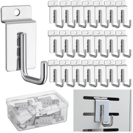 Tandefio 25 Pack J Shaped Slatwall Hooks and Hangers Heavy Duty Slatwall Accessories for Display Panel Garage, 3.25 Inch(Silver)