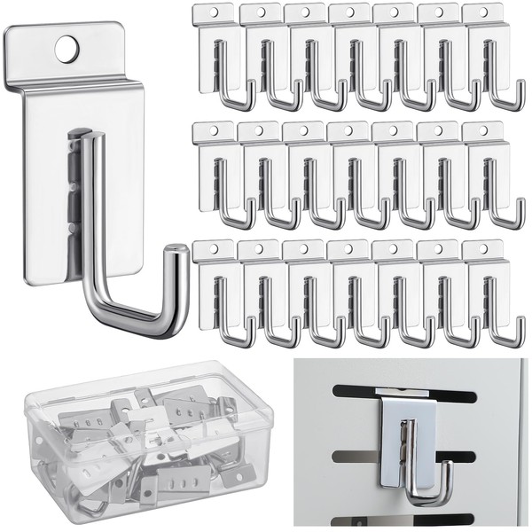 Tandefio 25 Pack J Shaped Slatwall Hooks and Hangers Heavy