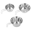 3 PCS Stainless Steel Camping Bowl Set Portable BBQ Folding