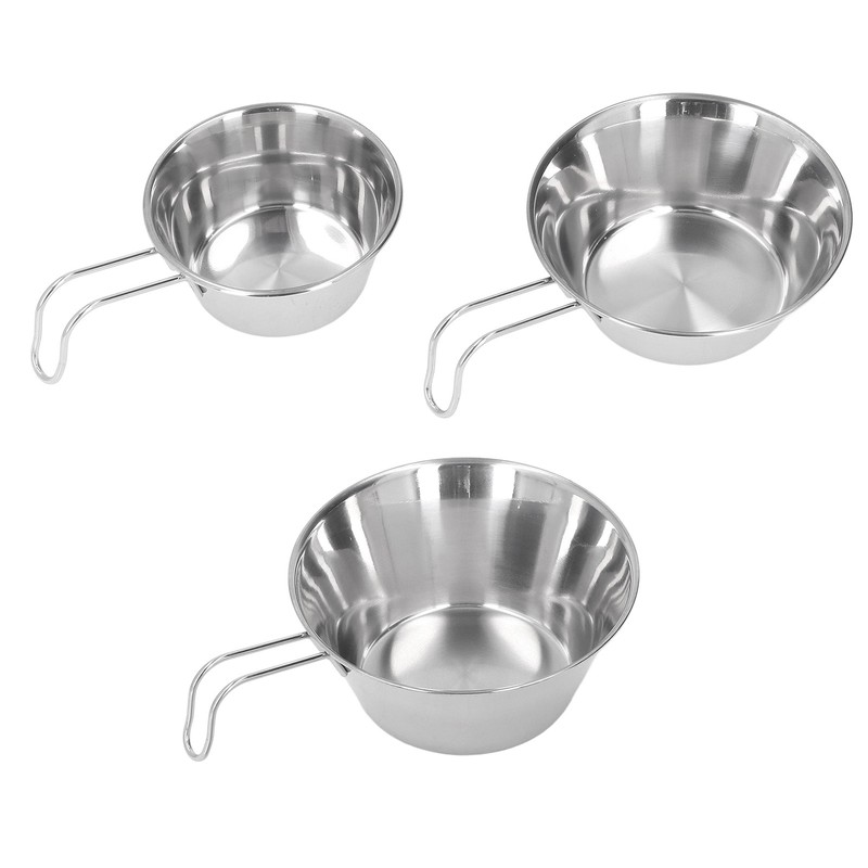3 PCS Stainless Steel Camping Bowl Set Portable BBQ Folding