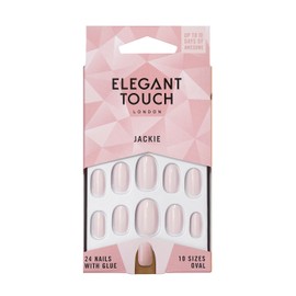 Elegant Touch Jackie Oval Shape False Nails With Glue, Pack of 24