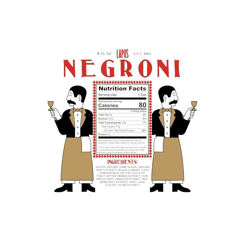 Lapo's Non Alcoholic Negroni, Non-Alcoholic Spirits, Gluten Free, For Non-Alcoholic