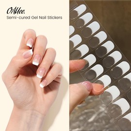 Oauee Semi Cured Gel Nail Strips | 20 Gel Nail Stickers | For Uv/Led Manicure Lamps | Salon Quality, Easy Application And Removal Pure White Basic Style