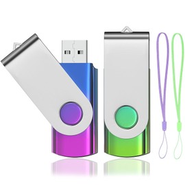 USB Stick 2 GB Pack of 2 ABLAZE Colour Gradient Memory Stick Rotate Metal Colourful Memory Stick High Speed USB 2.0 Flash Drive (Green/Purple)