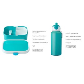 Mepal - Campus Little Dutch Lunch Set - Set for Children with Pop-up Water Bottle & Lunch Box - Lunch Set for School or on the Go - Dishwasher Safe - 400 + 750 ml - Fairy Wonders