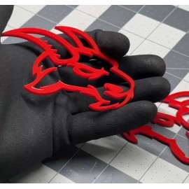 UsaStandard Angry Goat GRAY For RAM Car Truck Emblem Badge Custom Aggressive, Pack of 2