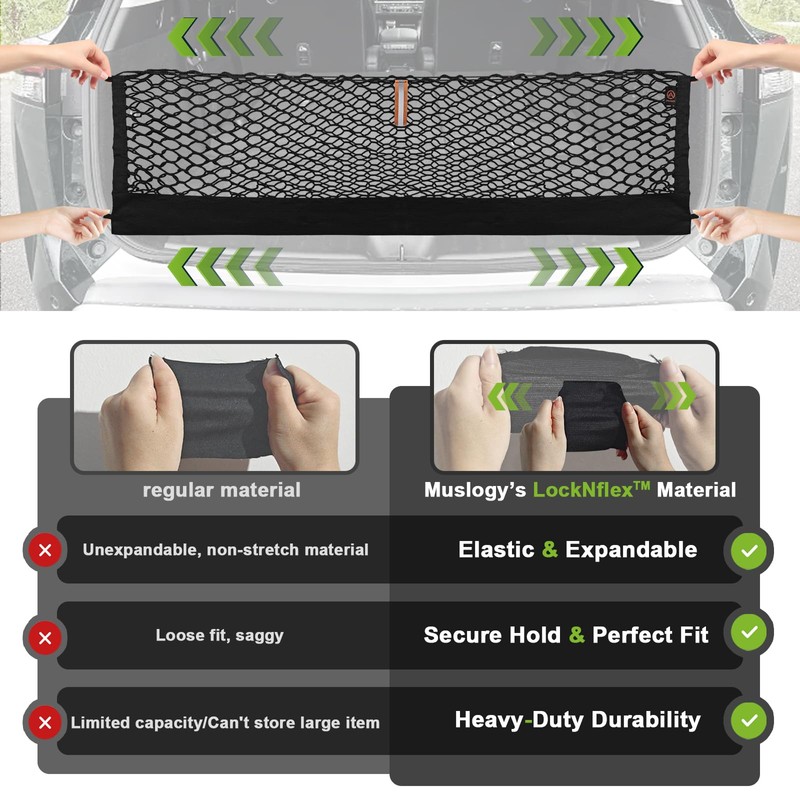 Muslogy Truck Bed Cargo Net Trunk Netting Compatible with 2022-2025