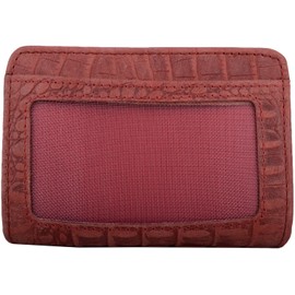 Womens Crocodile Design Tri-Fold RFID Protected Wallet/Purse/Holder - Dark Red