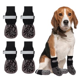 Dog Socks Stop Licking Paws Anti-Slip Grip Traction Control Prevent Scratching Paw Protector Boots for Dogs (Gray, S)