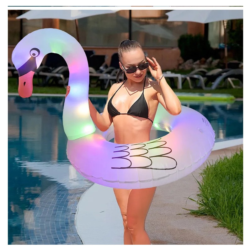 Solar Light Flamingo Pool Float for Summer Lounging – Inflatable
