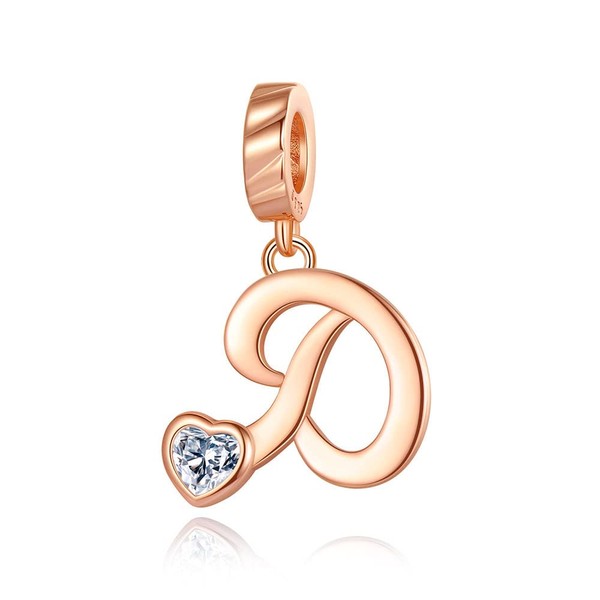 NINGAN Letter D Pendant Charm Rose Gold 925 Sterling Silver