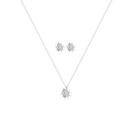 Elli Schmuckset Damen Edelweiss Anhänger Set Ohrstecker Traditionell in 925 Sterling Silber