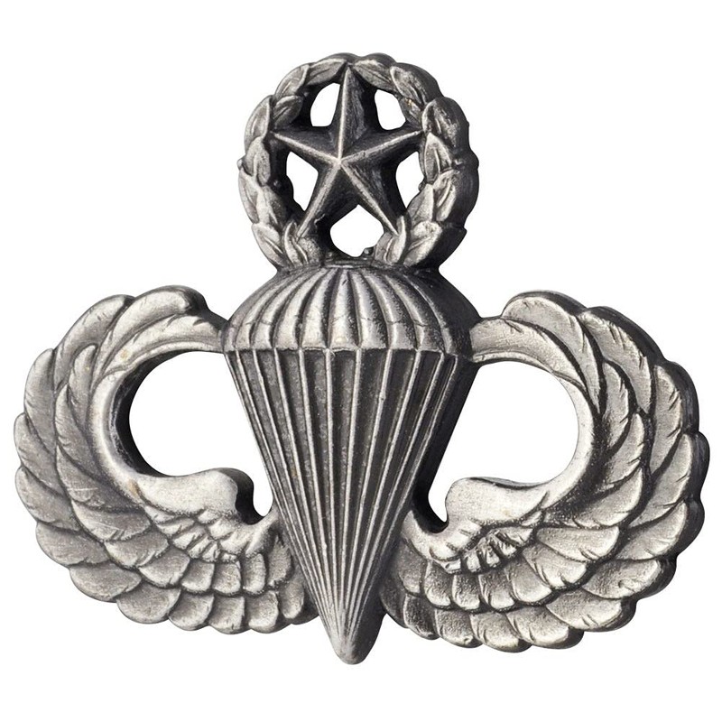Army Master Parachute Badge Full Size Sil/Ox