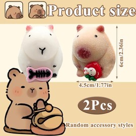 2Pcs Capybara Squishy, Fufu Squishy, Capybara Squeeze Toys, Taba Squishies for Anxiety Relief, Party Bag Fillers, Office Desk Sensory Balls, Cute Capybara Gifts Easter Gifts for All Ages