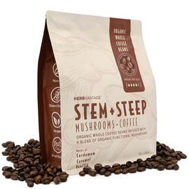 HERBvantage Stem + Steep Mushroom Coffee - Medium-Dark Roast 10oz - 15 servings