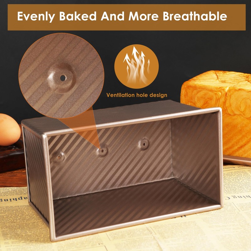 Spmarkt 2pack Pullman Bread Pans with Lid, 1LB Capacity Bread