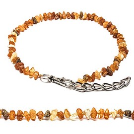 MetalGrand(2530) Amber Collar for Dogs and Cats with Metal Chain, Natural Protectant. Amber Necklace by AmberNeck (25-30 cm)