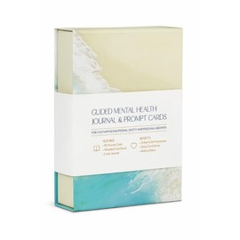 Mental Health Journal Set for Anxiety and Stress Relief. Includes lined journal and 55 affirmation & guided journal prompt cards for mindfulness, personal growth & emotional wellbeing. Mental Health Gifts