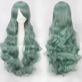Lucky Day Peluca Cabello Color Verde  Ondulado Con  Flequillo Cosplay