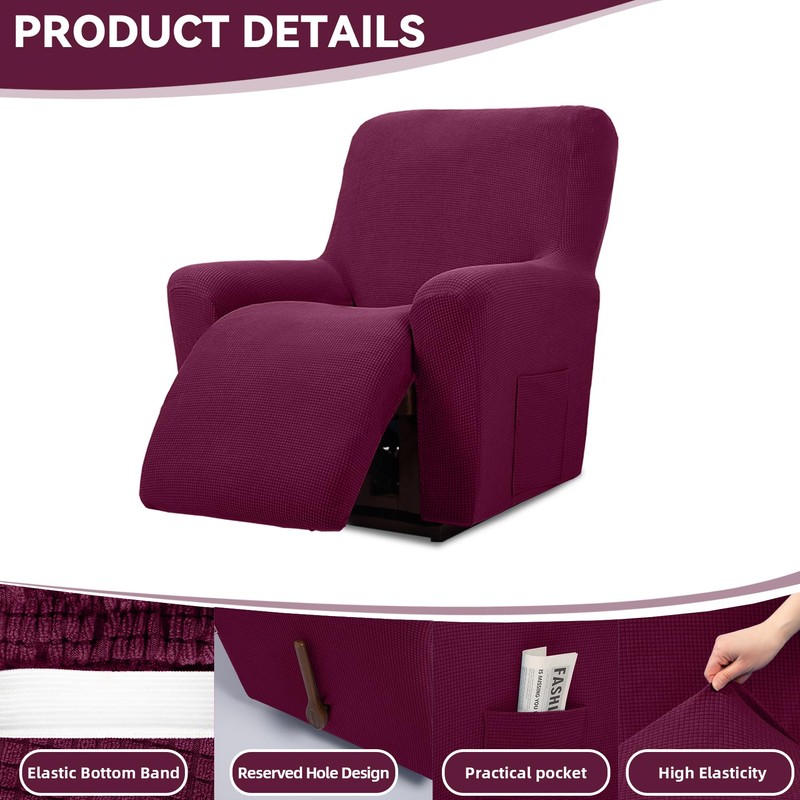 Cupuamon Recliner Chair Covers,Lazy Boy Recliner Covers Stretch Reclining Covers