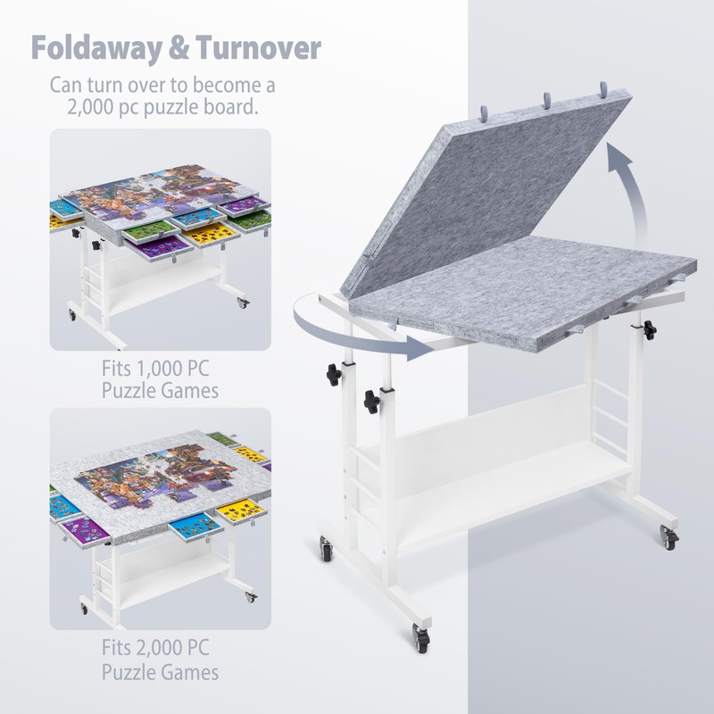Tektalk 2000 Piece Foldable Felt Jigsaw Puzzle Board with Height