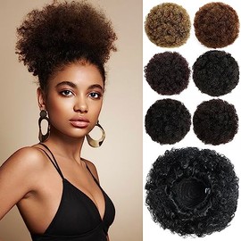 YAMEL Afro Puff Drawstring Ponytail Large Bun Extensions Synthetic Updo Hair Pieces for Black Women