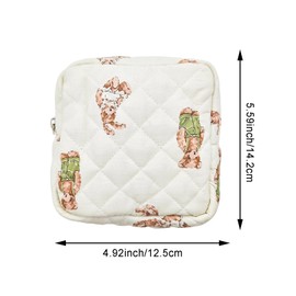 Auswalar 2pcs Small Quilted Cotton Makeup Bag for Purse, Cosmetic Bag with Compartments