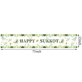 LUANDME Happy Sukkot Party Supplies - Sukkah Table Runner - Jewish Sukkot Holiday Party Desk Decoration - Kitchen Dining Table Decoration - Polyester, 13 Inches x 73 Inches / 1 Foot by 6 Feet