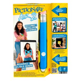Mattel Games Pictionary Air 2 Zeichenspiel mit App, Familienspiel mit Lichtstift und Begriffskarten, zum Verbinden mit dem Smartphone oder Tablet, Scharade, für Spieler ab 8 Jahren, HNT74